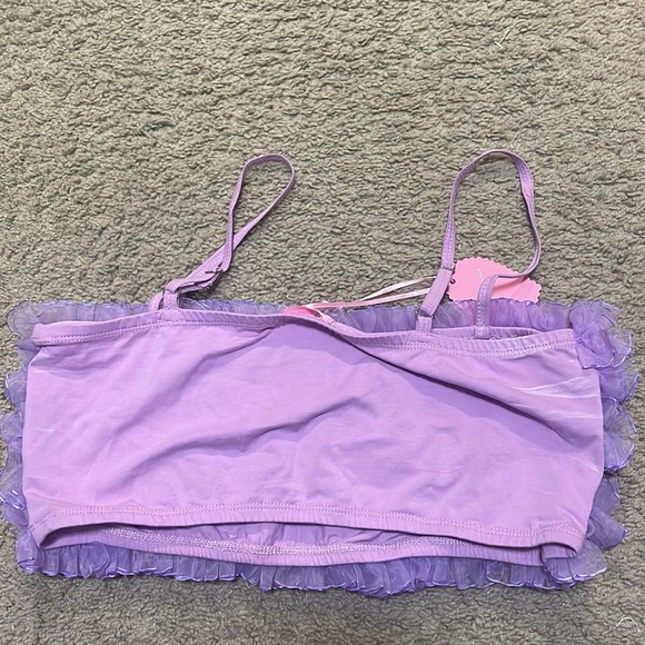 3/$30 Frilly purple bandeau crop top NWT - Picture 3 of 3